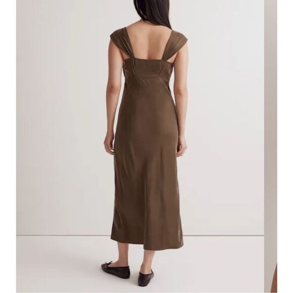 Madewell Olive Green Peasant Sleeveless Midi Dress Slip Size 8 - Picture 9 of 9
